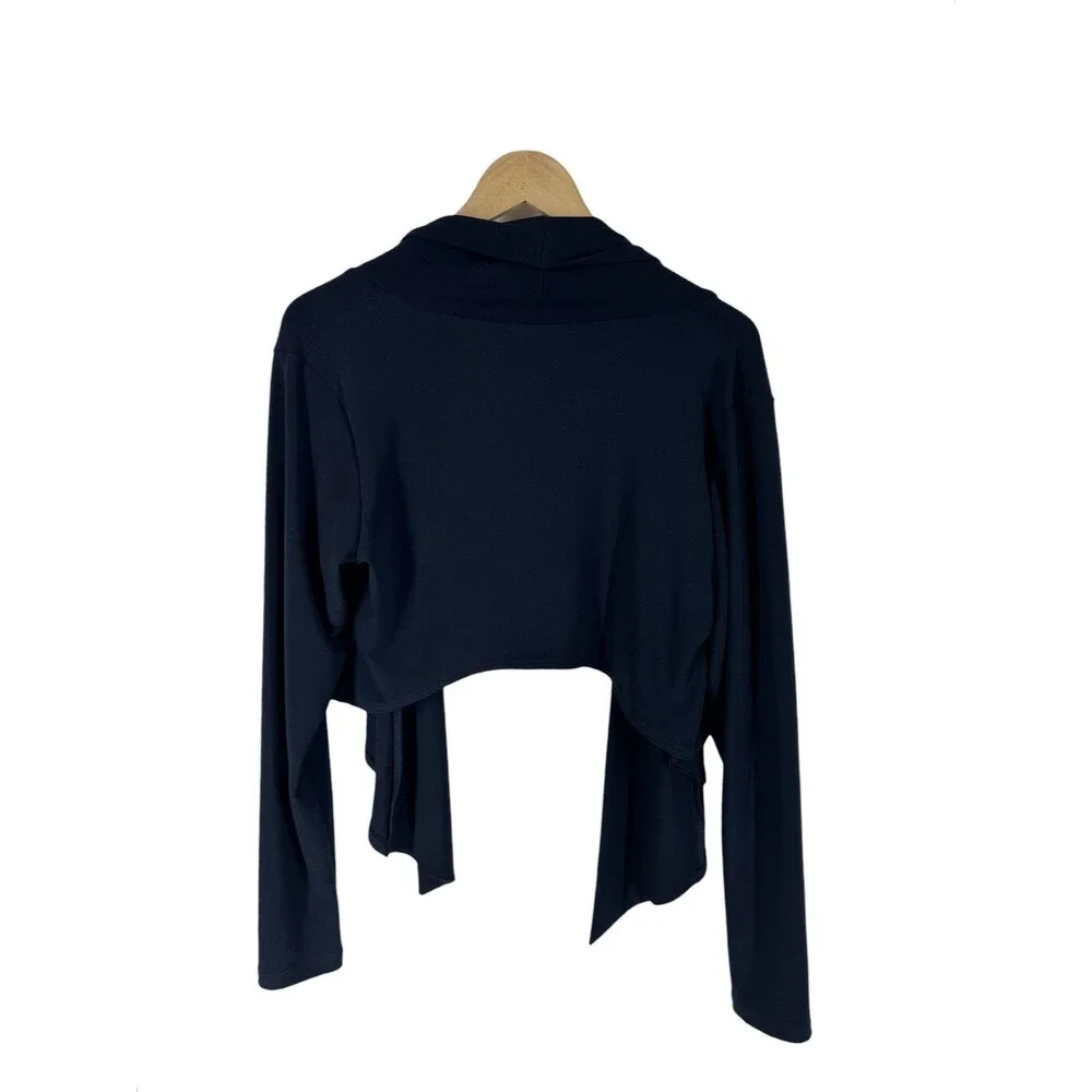 SYMPLI‎ Canada Hi-low Jacket Open Front Long Sleeve Navy Minimalist Size 12